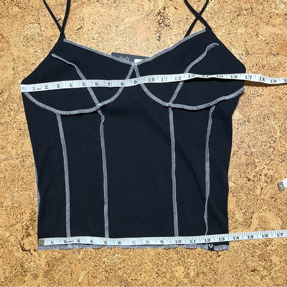 True Religion Black with White Contrast Stitch Corset Tank Top NWT Sz XL - Picture 11 of 12